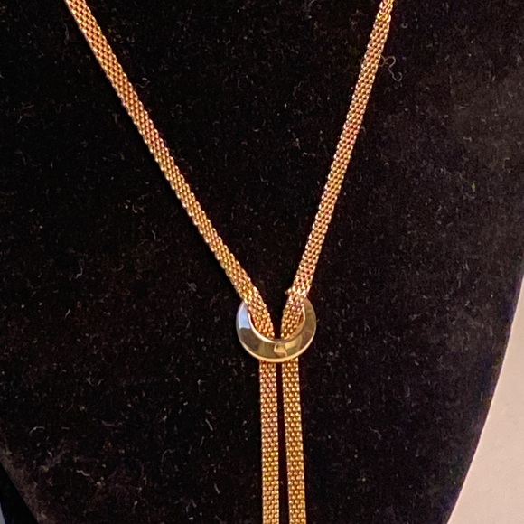 Gold Tone Mesh Necklace - Picture 3 of 6